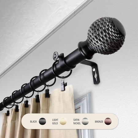 Kd 1 in. Wicker Curtain Rod with 28 to 48 in. Extension, Black KD3721148